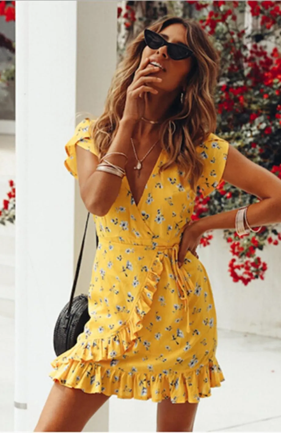 Robe Champêtre Courte Jaune