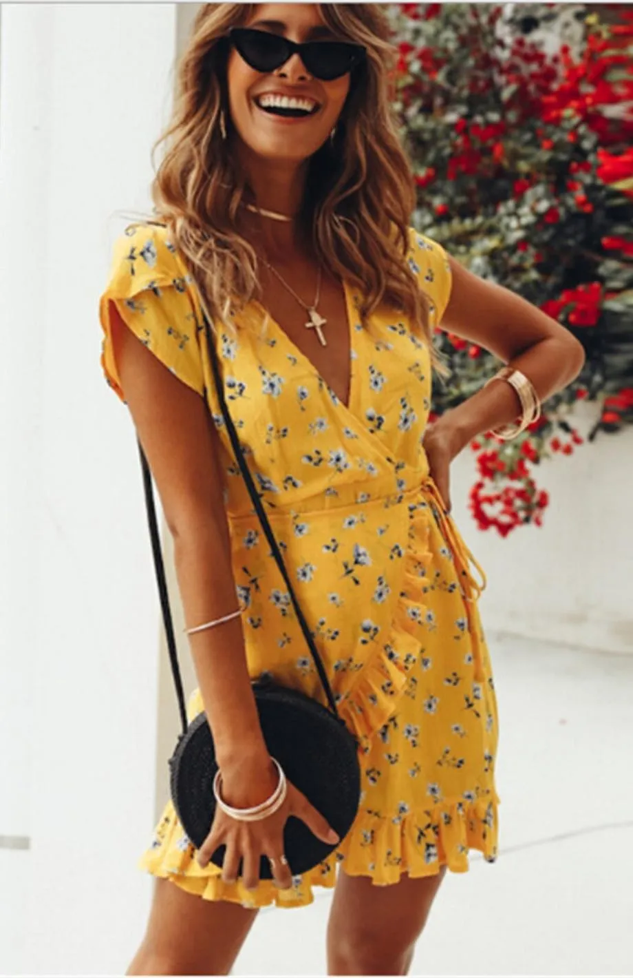 Robe Champêtre Courte Jaune